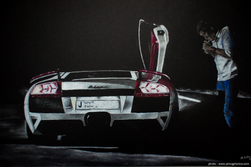 Anne Ellard Art Pastel Reproduction of Dubai Lamborghini